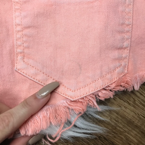 Billabong • Peach Lace Up Distressed Denim Shorts - Picture 8 of 8